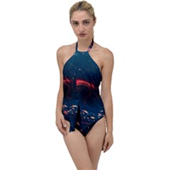 Fluid Swirl Spiral Twist Liquid Abstract Pattern Go With The Flow One Piece Swimsuit by Ravend