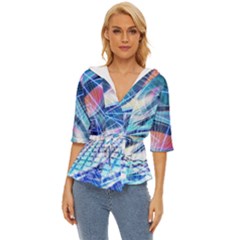 Background Neon Geometric Cubes Colorful Lights Lightweight Drawstring Hooded Top by Ravend
