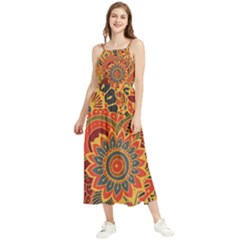 Bright Seamless Pattern-with-paisley-mehndi-elements-hand-drawn-wallpaper-with-floral-traditional-in Boho Sleeveless Summer Dress by BangZart