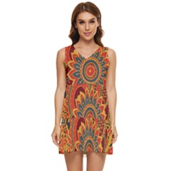 Bright Seamless Pattern-with-paisley-mehndi-elements-hand-drawn-wallpaper-with-floral-traditional-in Tiered Sleeveless Mini Dress by BangZart