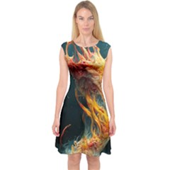 Flame Deep Sea Underwater Creature Wild Capsleeve Midi Dress by Pakemis