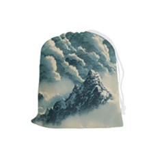 Mountains Alps Nature Clouds Sky Fresh Air Drawstring Pouch (large) by Pakemis