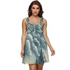 Mountains Alps Nature Clouds Sky Fresh Air Ruffle Strap Babydoll Chiffon Dress by Pakemis