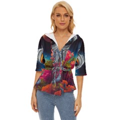 Astronaut Universe Planting Flowers Cosmos Galaxy Lightweight Drawstring Hooded Top by Pakemis