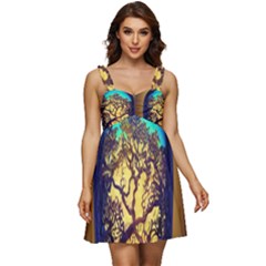Flask Bottle Tree In A Bottle Perfume Design Ruffle Strap Babydoll Chiffon Dress by Pakemis