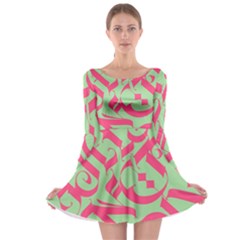 Pattern Ornament Gothic Style Elegant Font Tattoos Long Sleeve Skater Dress by Pakemis
