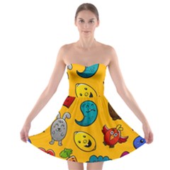 Graffiti Characters Seamless Ornament Strapless Bra Top Dress by Pakemis