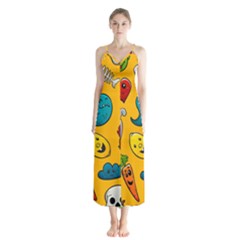Graffiti Characters Seamless Ornament Button Up Chiffon Maxi Dress by Pakemis