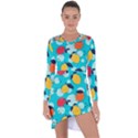 Pop Art Style Citrus Seamless Pattern Asymmetric Cut-Out Shift Dress View1