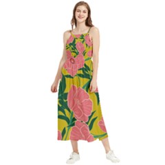 Pink Flower Seamless Pattern Boho Sleeveless Summer Dress by Pakemis