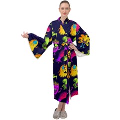 Space Patterns Maxi Velour Kimono by Pakemis