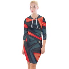 Graffiti Detail Wallpaper Texture Background Quarter Sleeve Hood Bodycon Dress by Pakemis