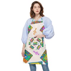 Seamless Pattern With Colorfu Cassettes Hippie Style Doodle Musical Texture Wrapping Fabric Vector Pocket Apron by Pakemis