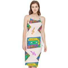 Seamless Pattern With Colorfu Cassettes Hippie Style Doodle Musical Texture Wrapping Fabric Vector Bodycon Cross Back Summer Dress by Pakemis