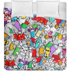 Graffit Characters Seamless Pattern Art Duvet Cover Double Side (king Size) by Pakemis