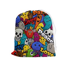 Graffiti Characters Seamless Pattern Drawstring Pouch (xl) by Pakemis