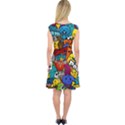 Graffiti Characters Seamless Pattern Capsleeve Midi Dress View2