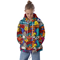 Graffiti Characters Seamless Pattern Kids  Oversized Hoodie by Pakemis