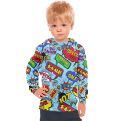 Comic Bubbles Seamless Pattern Kids  Hooded Pullover by Pakemis
