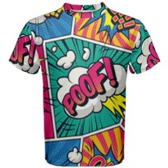 Comic Colorful Seamless Pattern Men s Cotton Tee by Pakemis