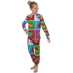 Pop Art Comic Vector Speech Cartoon Bubbles Popart Style With Humor Text Boom Bang Bubbling Expressi Kids  Long Sleeve Set  by Pakemis