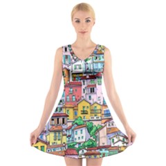 Menton Old Town France V-neck Sleeveless Dress by Pakemis