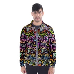 Graffiti Word Seamless Pattern Men s Windbreaker by Pakemis