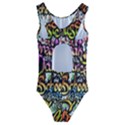 Graffiti Word Seamless Pattern Kids  Cut-Out Back One Piece Swimsuit View2