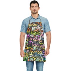Graffiti Word Seamless Pattern Kitchen Apron by Pakemis