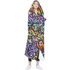 Graffiti Word Seamless Pattern Wearable Blanket by Pakemis