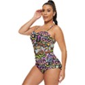Graffiti Word Seamless Pattern Retro Full Coverage Swimsuit View2