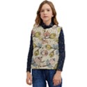 Seamless Pattern With Flower Bird Kid s Short Button Up Puffer Vest	 View1