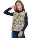 Seamless Pattern With Flower Bird Kid s Short Button Up Puffer Vest	 View3