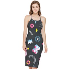 Memphis Design Seamless Pattern Bodycon Cross Back Summer Dress by Pakemis