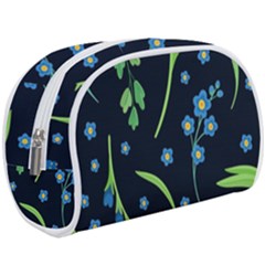 Abstract Wild Flower Dark Blue Background Blue Flowers Blossoms Flat Retro Seamless Pattern Daisy Make Up Case (large) by Pakemis