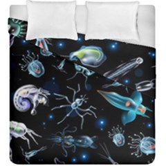 Colorful Abstract Pattern Consisting Glowing Lights Luminescent Images Marine Plankton Dark Backgrou Duvet Cover Double Side (king Size) by Pakemis