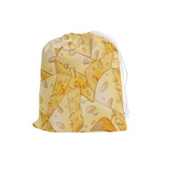 Cheese-slices-seamless-pattern-cartoon-style Drawstring Pouch (large) by Pakemis