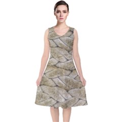 Boat Rope Close Up Texture V-neck Midi Sleeveless Dress  by dflcprintsclothing