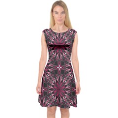 Seamless-pattern-with-flowers-oriental-style-mandala Capsleeve Midi Dress by Pakemis