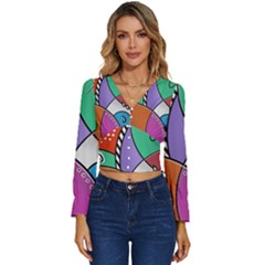 Modern Art Long Sleeve V-neck Top by gasi