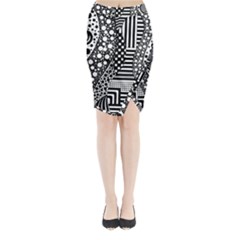 Black And White Midi Wrap Pencil Skirt by gasi