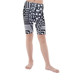 Black And White Kids  Mid Length Swim Shorts by gasi