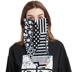 Black And White Face Covering Bandana (triangle) by gasi