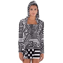 Black And White Long Sleeve Hooded T-shirt by gasi