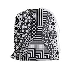 Black And White Drawstring Pouch (2xl) by gasi