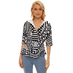 Black And White Lightweight Drawstring Hooded Top by gasi