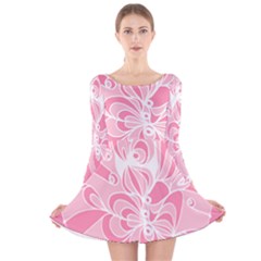 Pink Zendoodle Long Sleeve Velvet Skater Dress by Mazipoodles