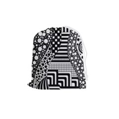 Black And White Design Drawstring Pouch (medium) by gasi