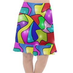 Colorful Abstract Art Fishtail Chiffon Skirt by gasi