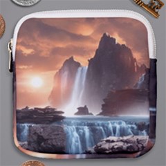 Water Waterfall Nature River Lake Planet Fantasy Mini Square Pouch by Uceng